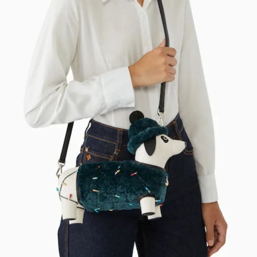 🙀KATE SPADE 😊Claude Dachshund Purse in Peacock Sapphire Multi Shoulder Ba